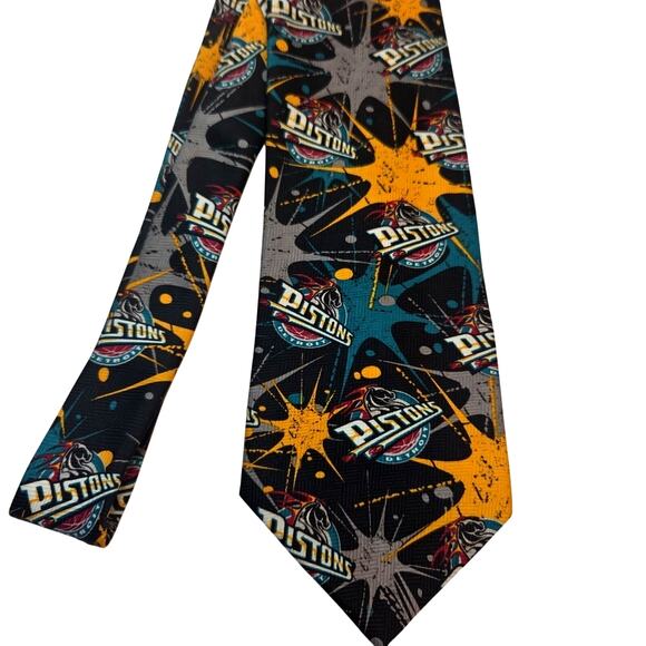 Detroit Pistons Necktie Burst Repeat Allover Print NBA Basketball Super Fan - Picture 2 of 7